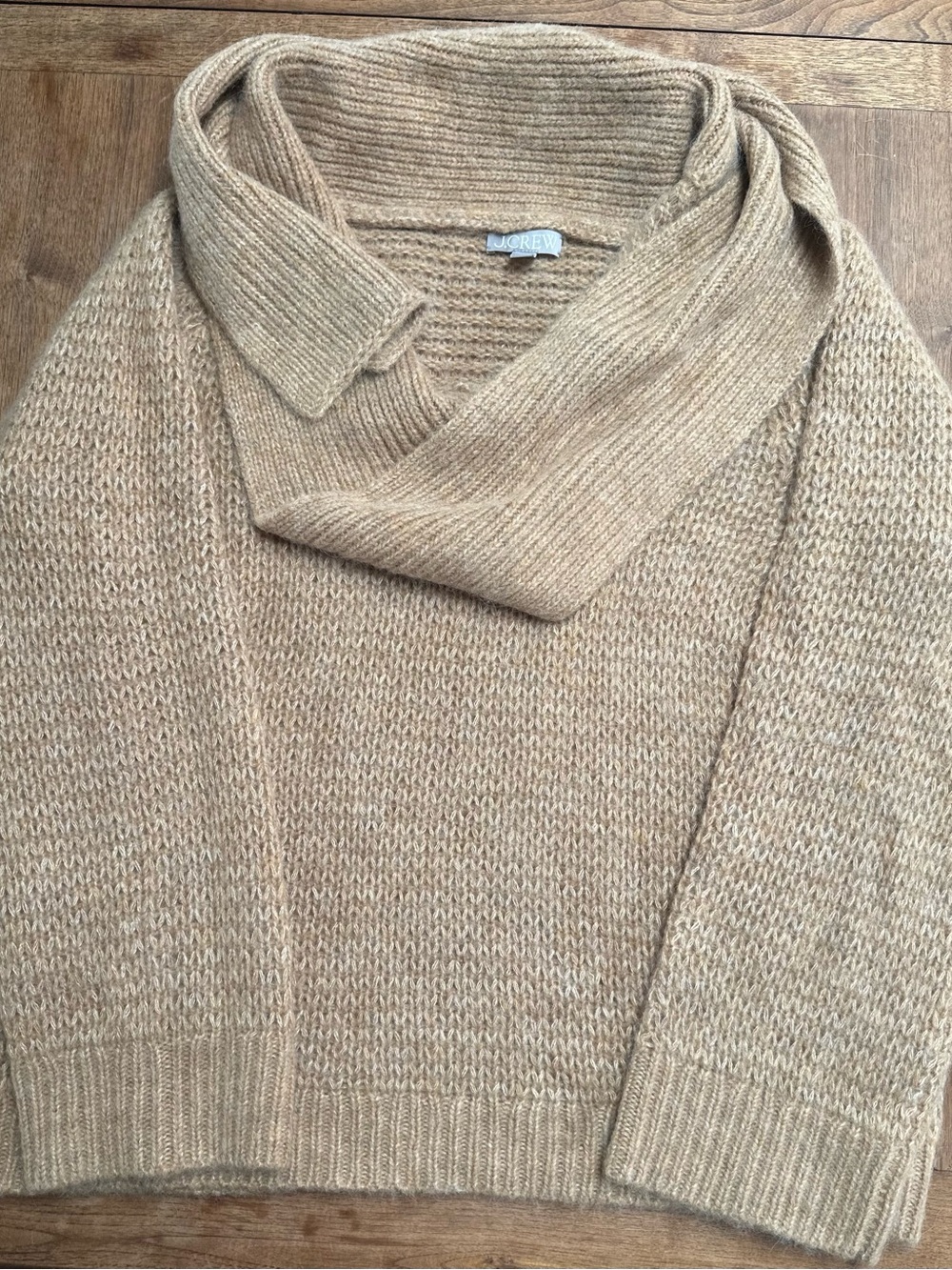 J. Crew Camel Knit Cowl Sweater